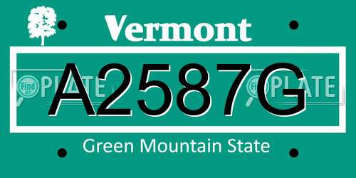 A2587G Vermont License Plate