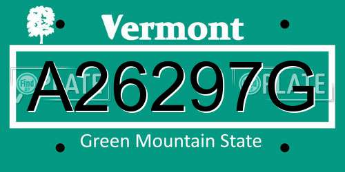 A26297G Vermont License Plate