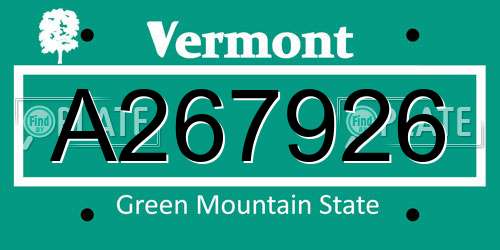 A267926 Vermont License Plate