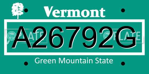 A26792G Vermont License Plate
