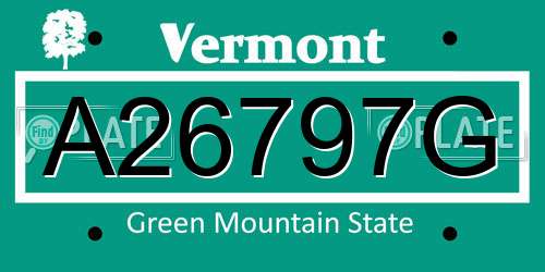 A26797G Vermont License Plate