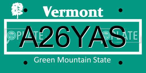 A26YAS Vermont License Plate