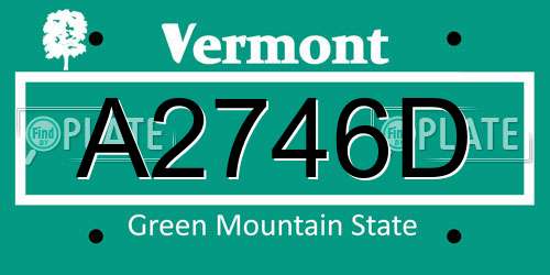 A2746D Vermont License Plate