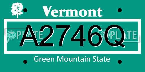A2746Q Vermont License Plate