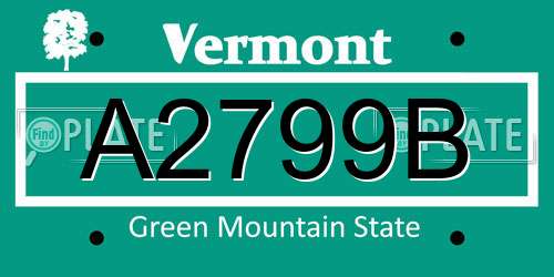 A2799B Vermont License Plate