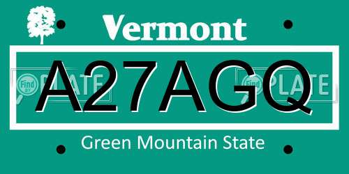A27AGQ Vermont License Plate