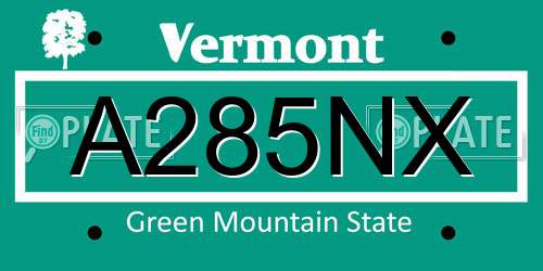 A285NX Vermont License Plate