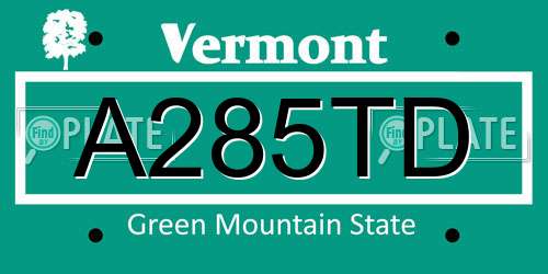 A285TD Vermont License Plate