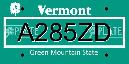 A285ZD Vermont License Plate