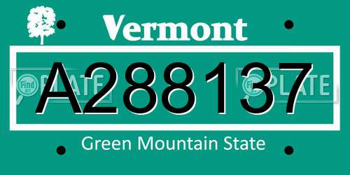 A288137 Vermont License Plate