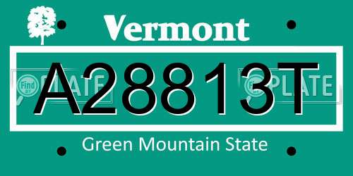 A28813T Vermont License Plate