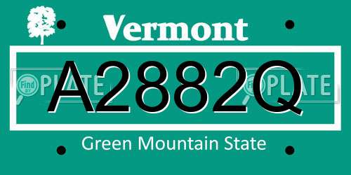 A2882Q Vermont License Plate