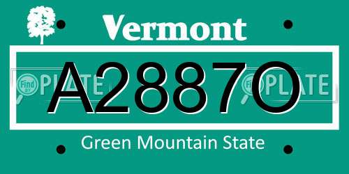 A2887O Vermont License Plate