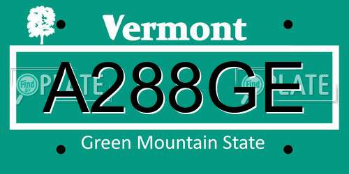 A288GE Vermont License Plate
