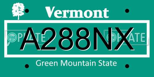 A288NX Vermont License Plate