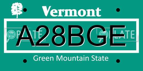A28BGE Vermont License Plate