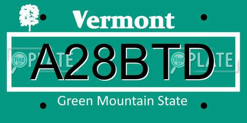A28BTD Vermont License Plate