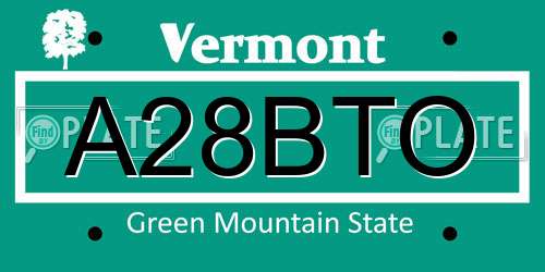 A28BTO Vermont License Plate