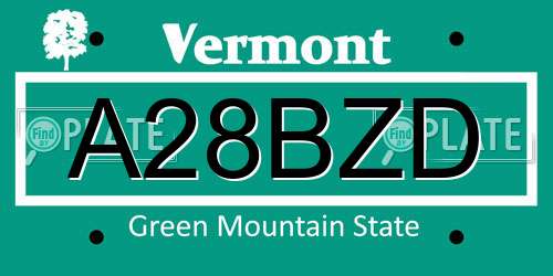 A28BZD Vermont License Plate