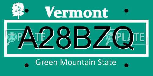 A28BZQ Vermont License Plate