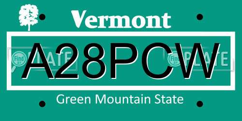 A28PCW Vermont License Plate