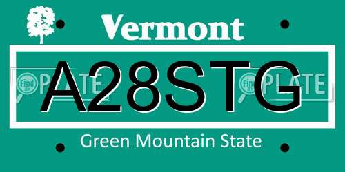A28STG Vermont License Plate