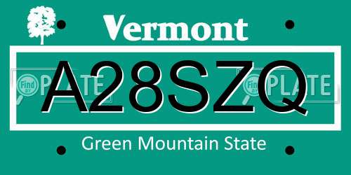 A28SZQ Vermont License Plate