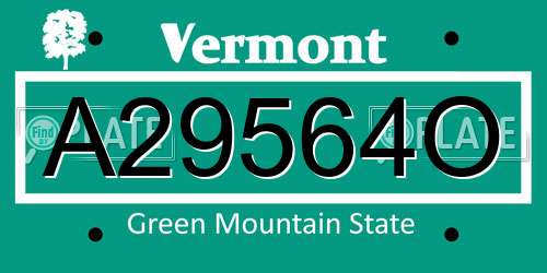 A29564O Vermont License Plate