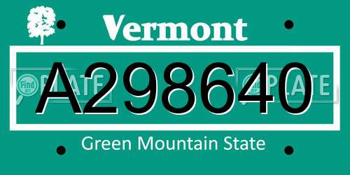 A298640 Vermont License Plate