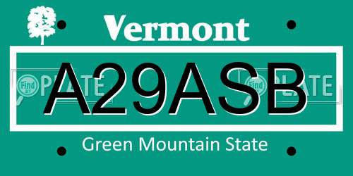 A29ASB Vermont License Plate