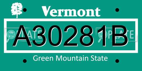 A30281B Vermont License Plate
