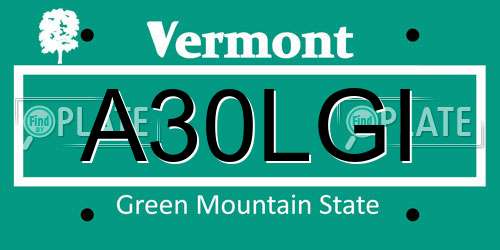 A30LGI Vermont License Plate