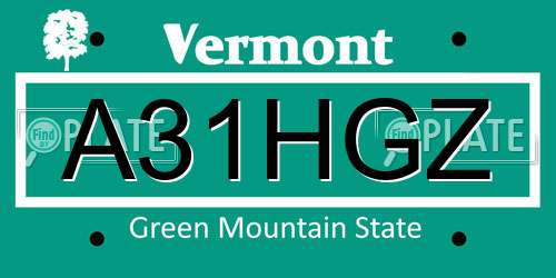 A31HGZ Vermont License Plate