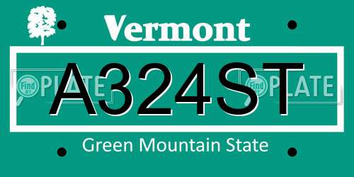 A324ST Vermont License Plate
