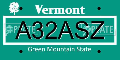 A32ASZ Vermont License Plate
