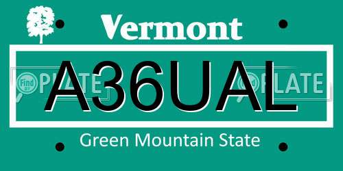 A36UAL Vermont License Plate