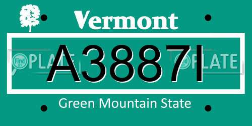 A3887I Vermont License Plate