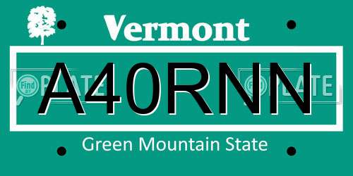 A40RNN Vermont License Plate