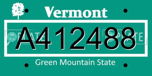 A412488 Vermont License Plate