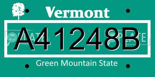A41248B Vermont License Plate