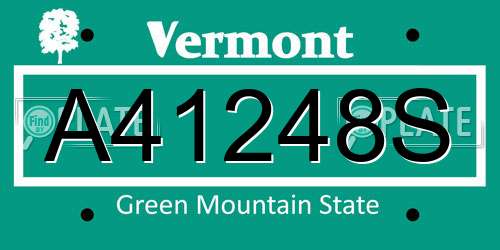 A41248S Vermont License Plate