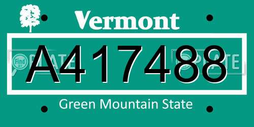 A417488 Vermont License Plate