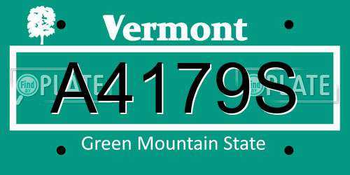 A4179S Vermont License Plate