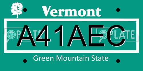 A41AEC Vermont License Plate