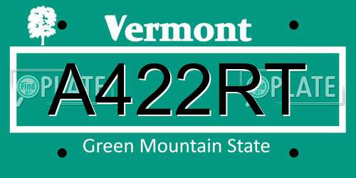 A422RT Vermont License Plate