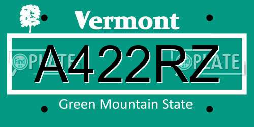 A422RZ Vermont License Plate
