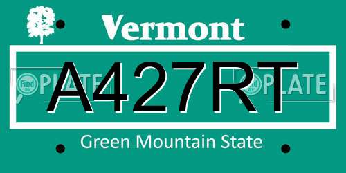 A427RT Vermont License Plate