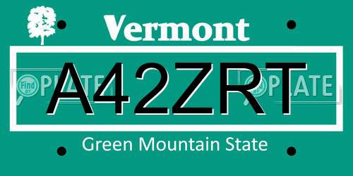 A42ZRT Vermont License Plate