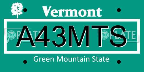 A43MTS Vermont License Plate