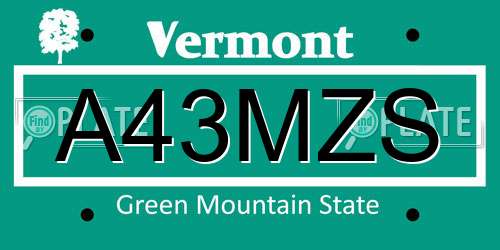 A43MZS Vermont License Plate